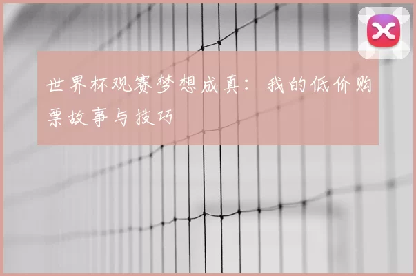 世界杯观赛梦想成真：我的低价购票故事与技巧